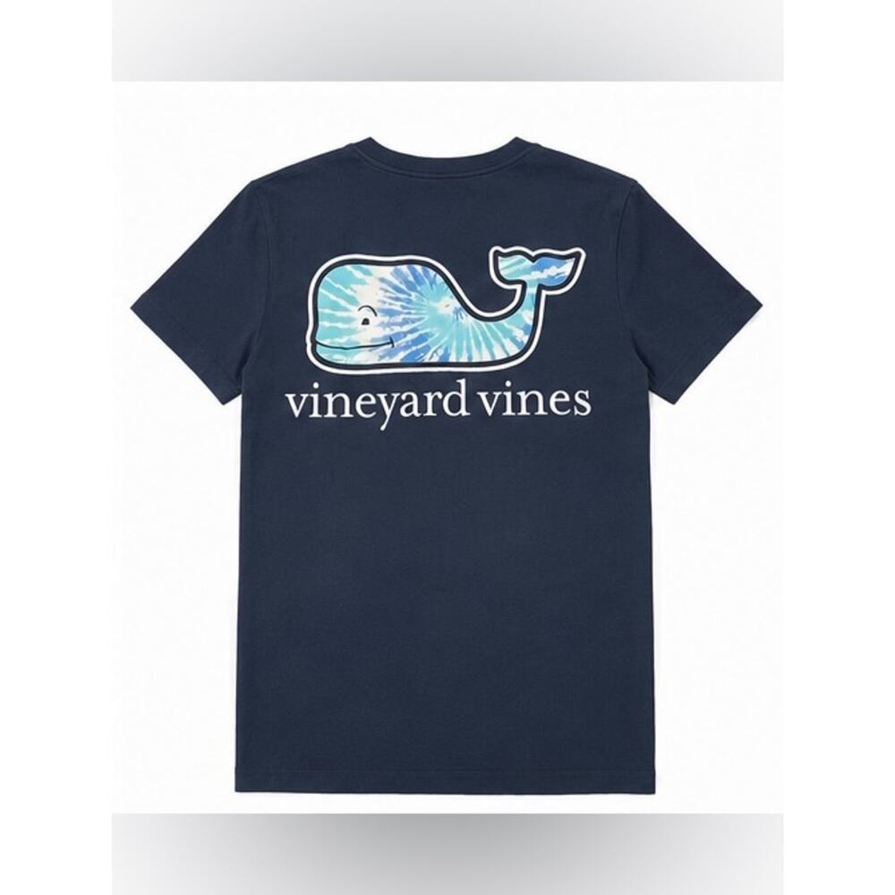 Vineyard Vines Navy Tie-Dye Whale Pocket Tee Shirt NWT Size Small - Picture 2 of 7